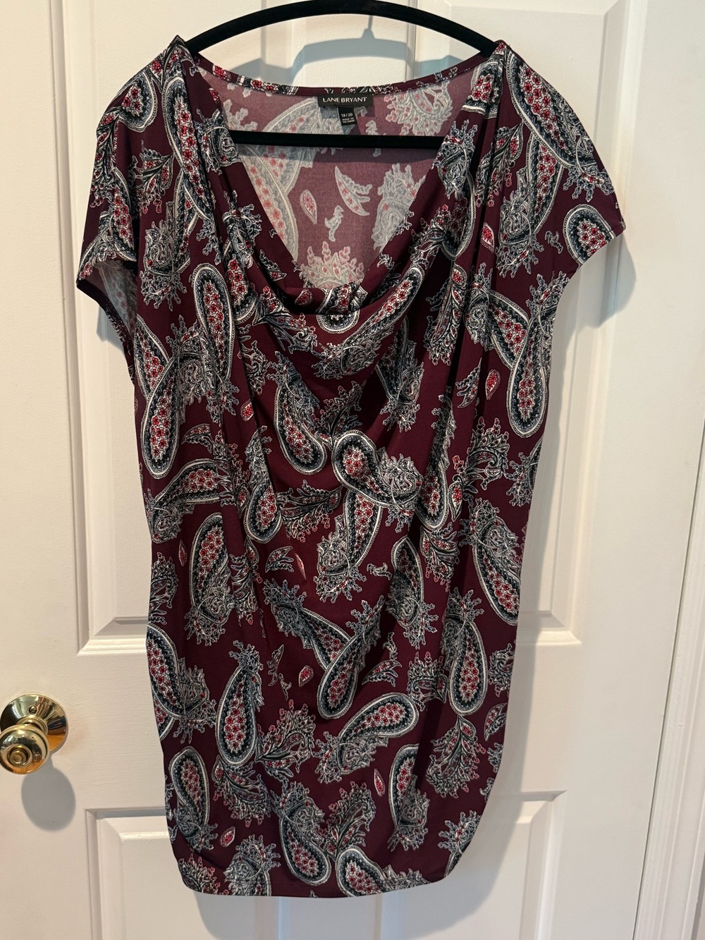 Lane Bryant 18/20 Burgundy Paisley Cowl Neck Top